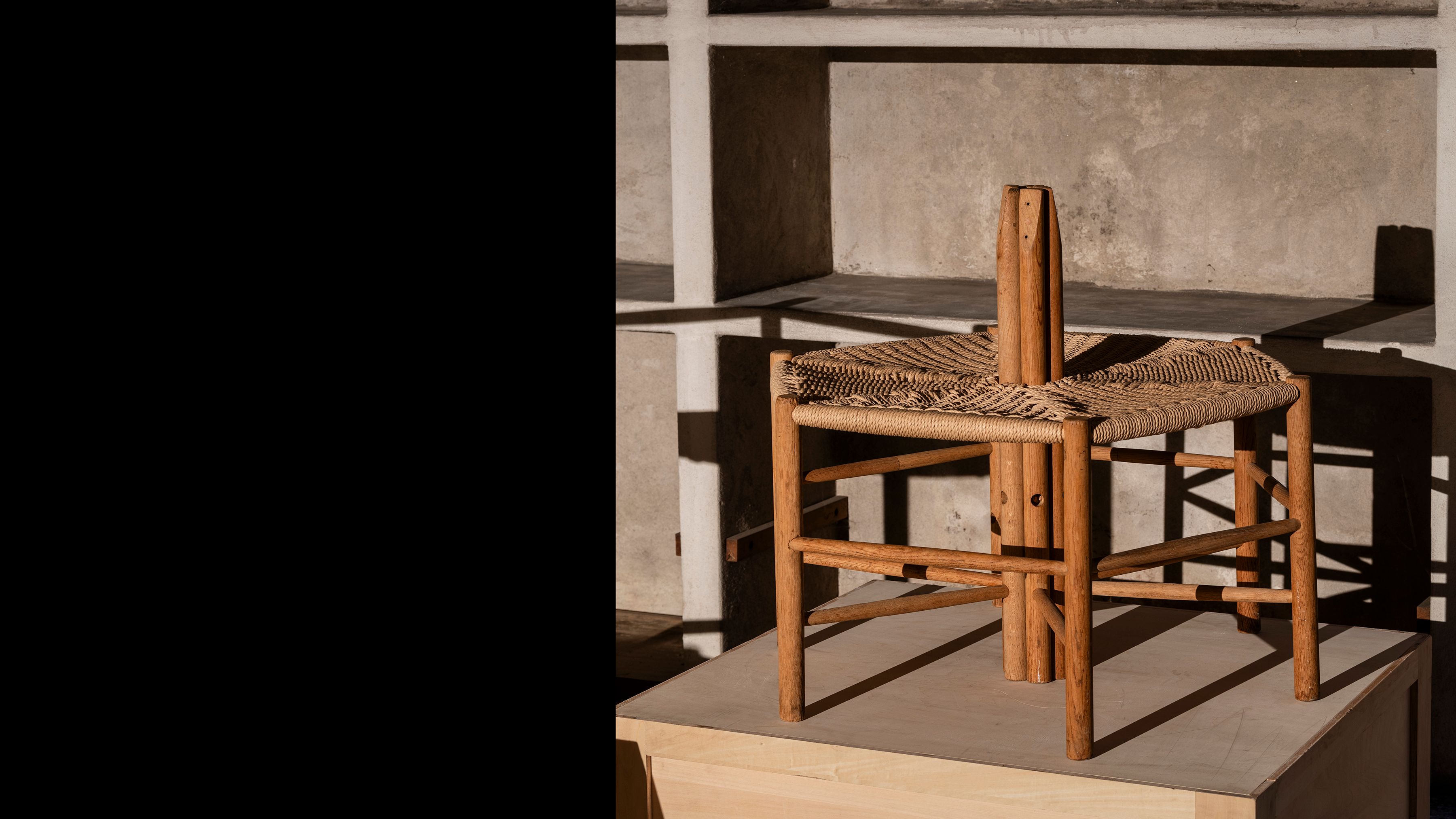 AtMa Ateliers Courbet Japanese Refurbished Wood Chair J39.5 Hexagon