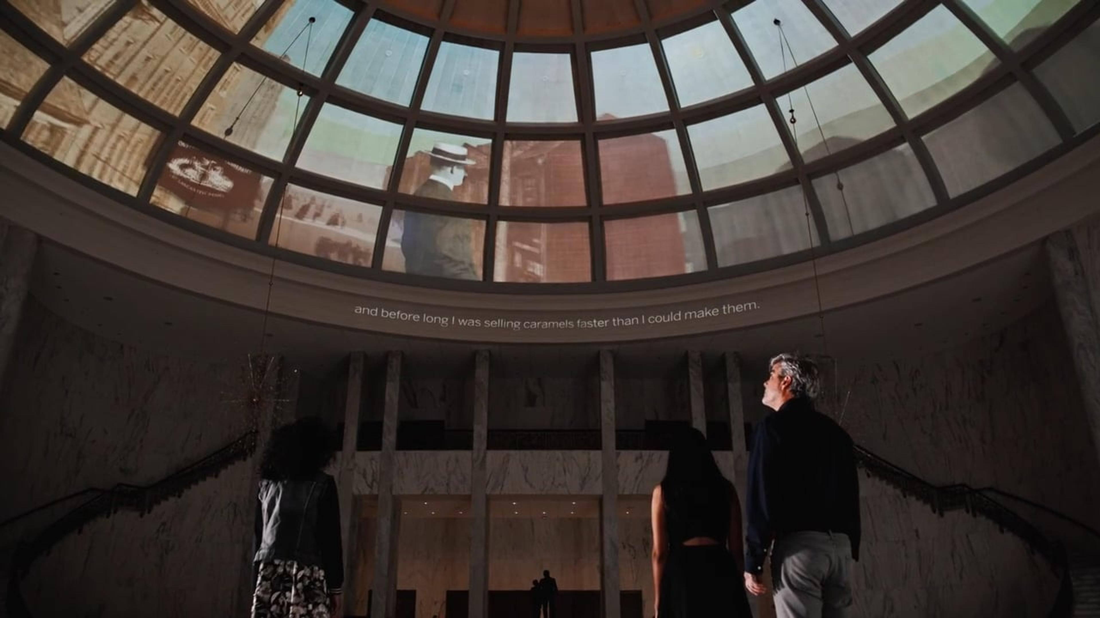 At the center of Founders Hall, the second-largest rotunda in the U.S., we activated the ceiling with a film using archival documents and custom animation to tell Milton Hershey’s story.