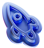 Blue rocket icon on a black background, symbolizing space exploration or technology.