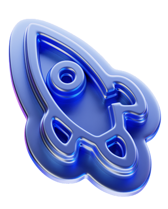 Blue rocket icon on a black background, symbolizing space exploration or technology.