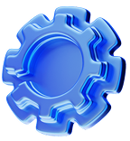 A blue gear wheel