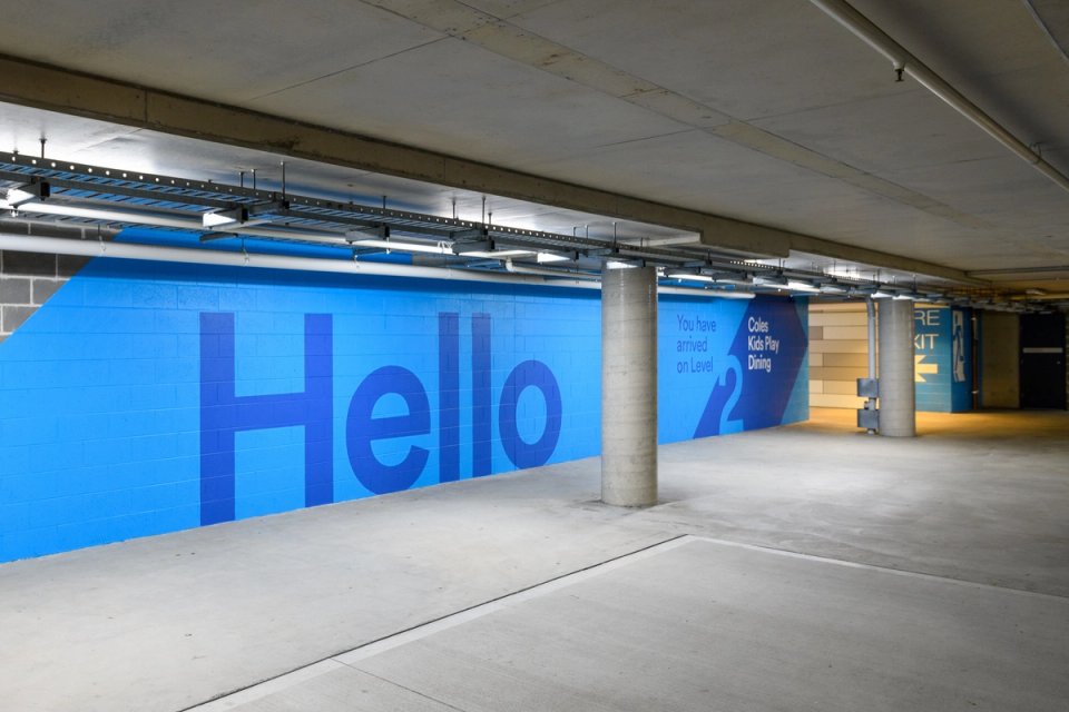 Blue Car Park 'Hello' Supergraphics