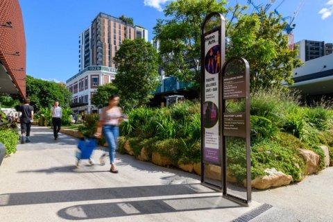 Freestanding wayfinding signs outside