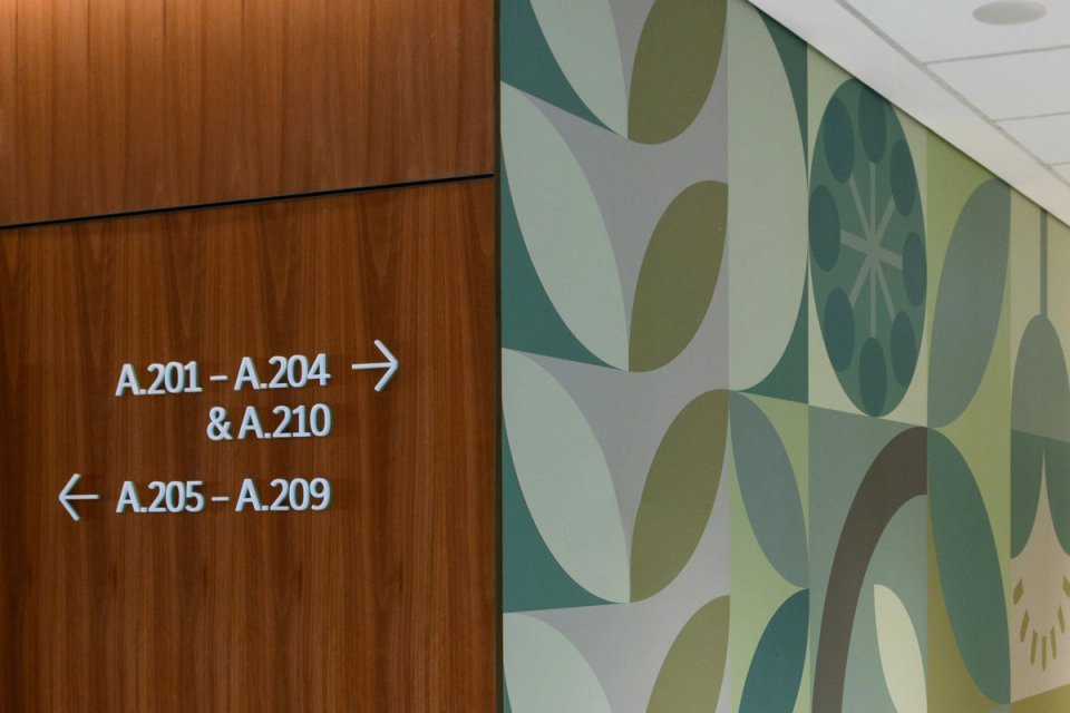 Wall Mounted Directional Wayfinding and wall graphics
