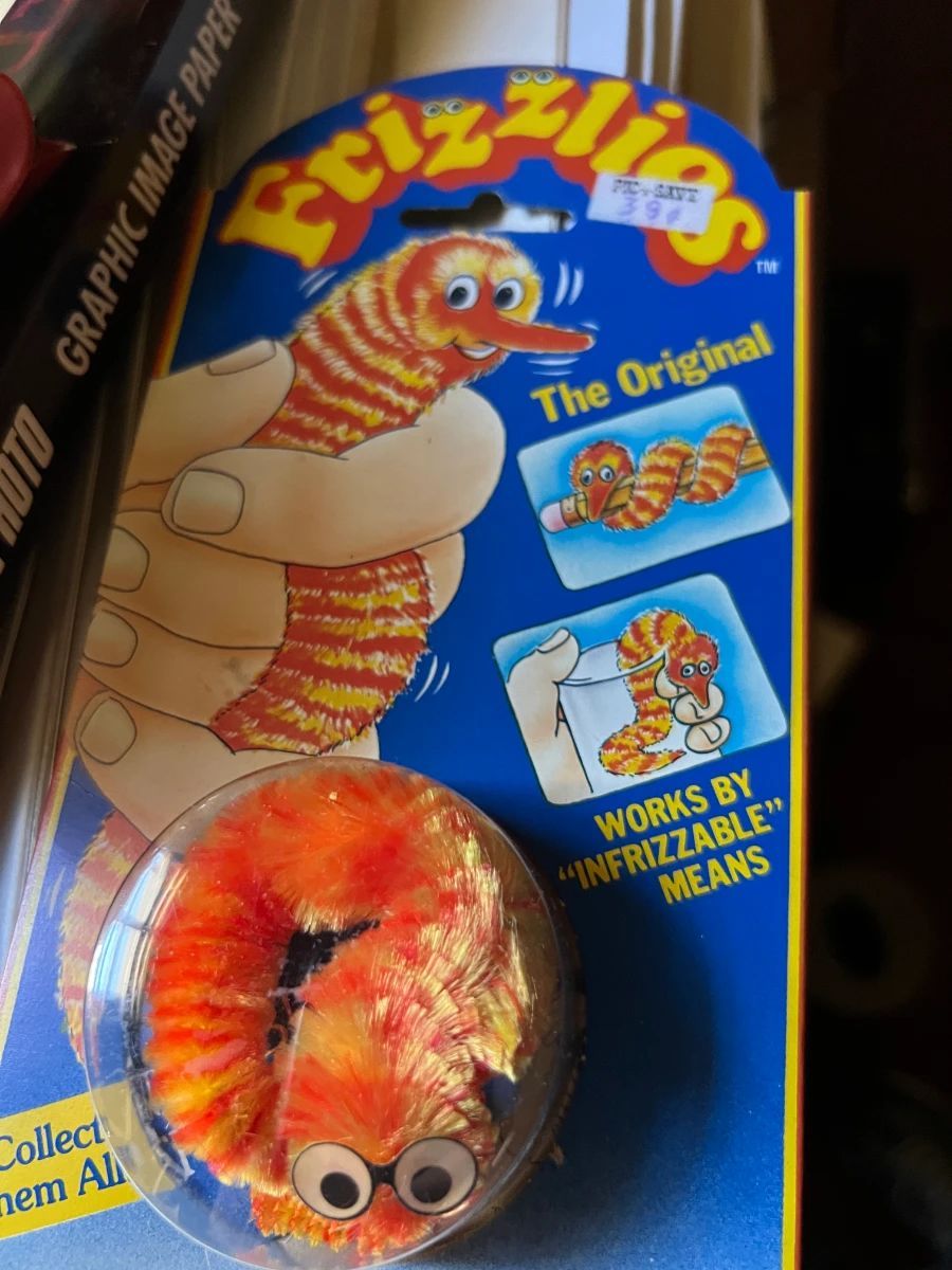 Vintage Frizzlios toy in original packaging from a Toluca Lake estate sale featuring rare toys, collectibles, and pop culture items.