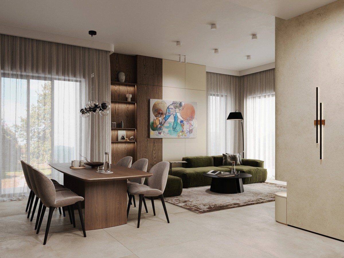 Családi ház konyha, étkező, nappali