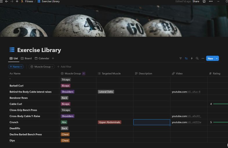 Screenshot of Notion Database library