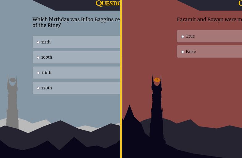 An image comparing the background scenery changes at the beginning and the end of quiz.