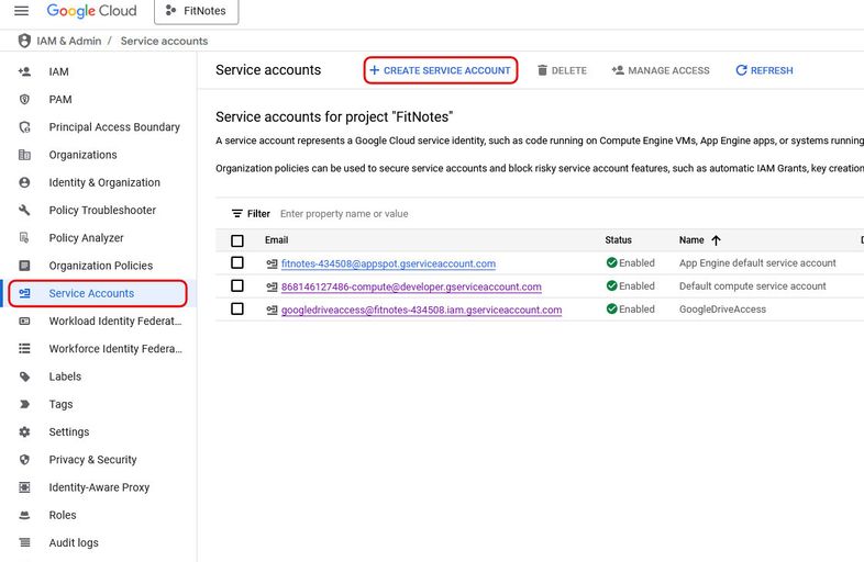 Google Cloud console screenshot