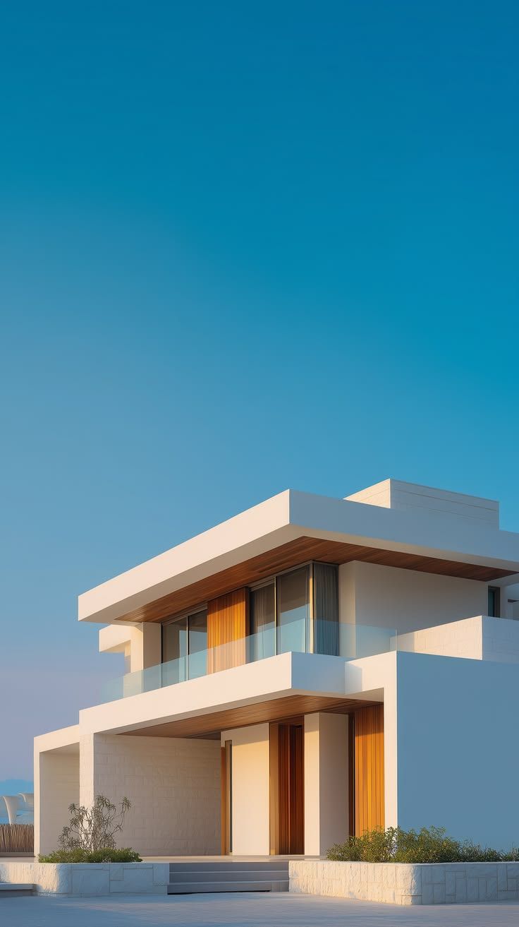 Modern white villa with a pool