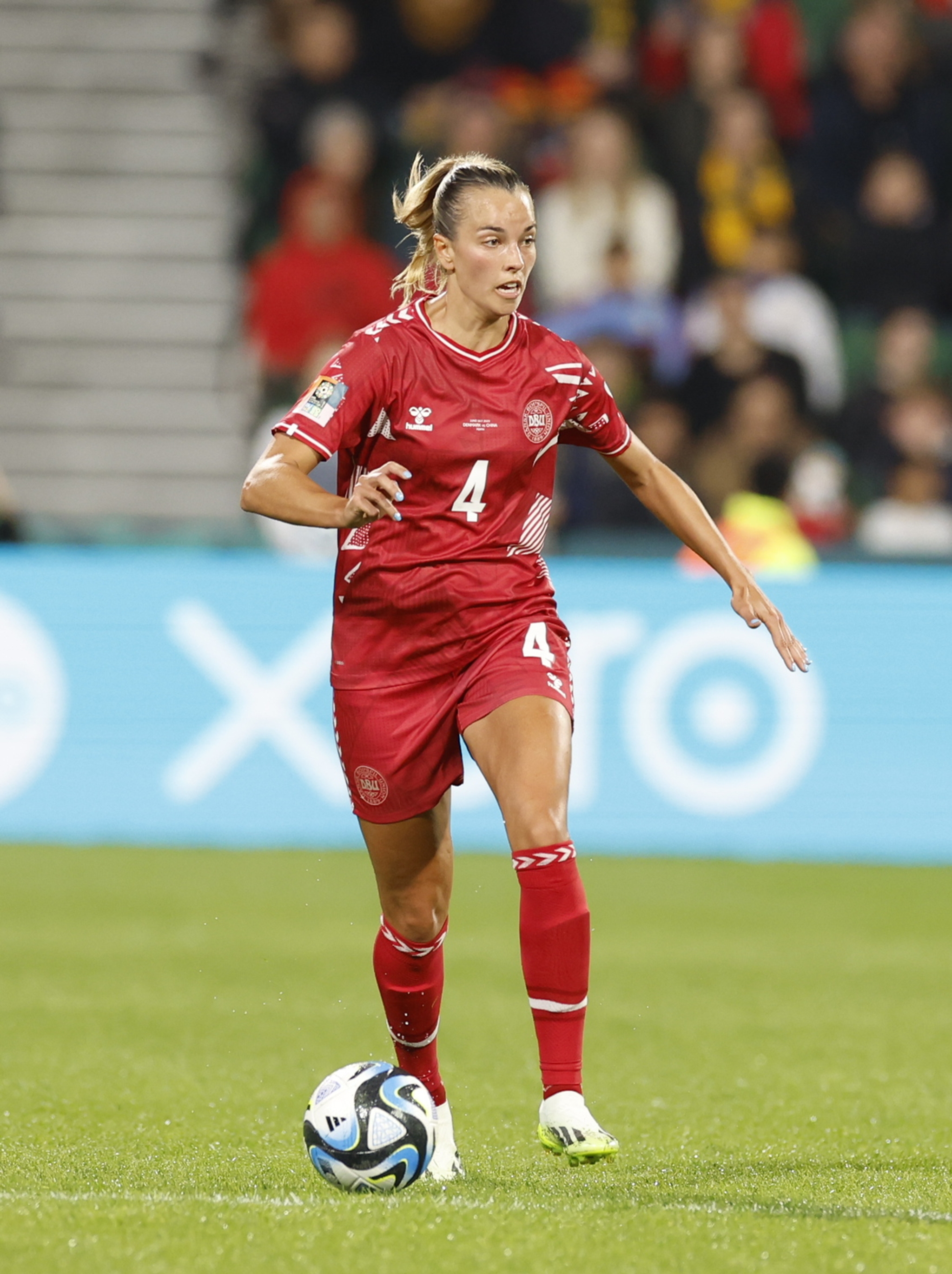 Rikke Sevecke i kamp for Danmark mod Kina under VM-slutrunden i 2023.
