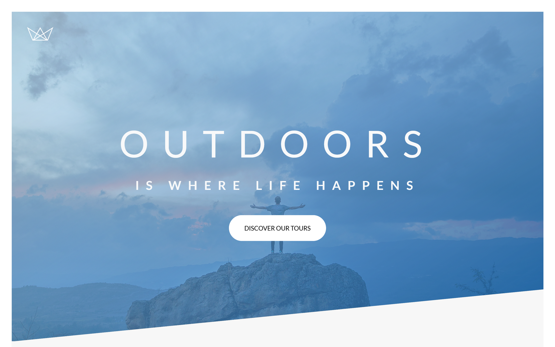 Image of a website homepage which I have made. The website is a tour booking website which will allow you to book tours from within the website