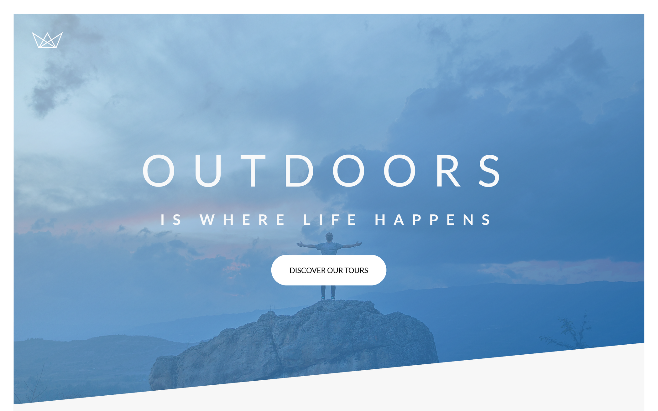 Image of a website homepage which I have made. The website is a tour booking website which will allow you to book tours from within the website