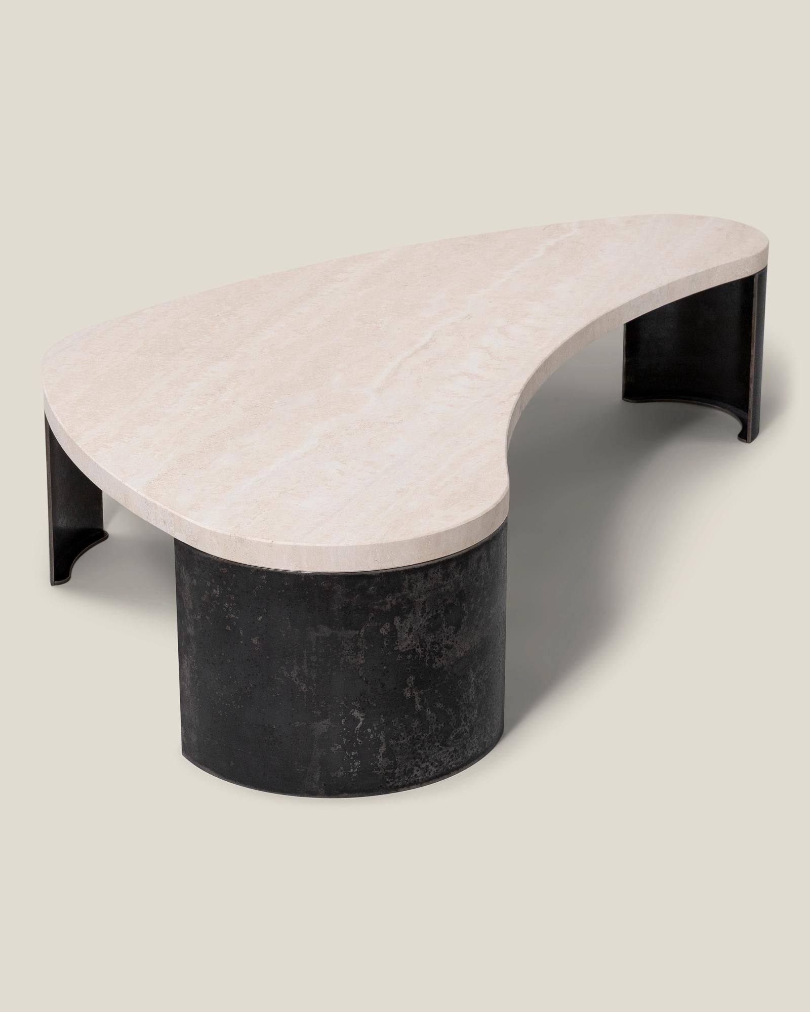 Lounge table with marble top and steel legs