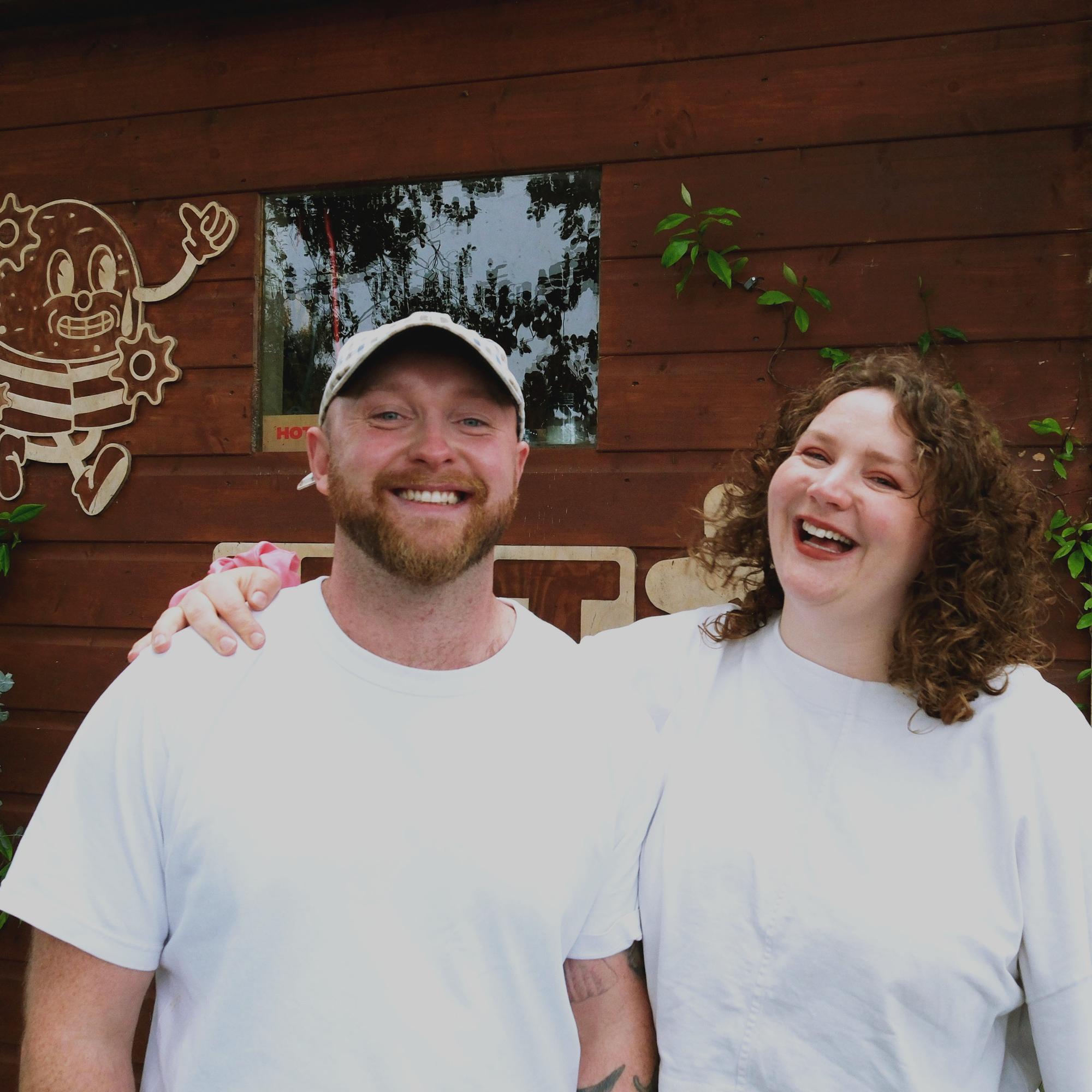 The Hot Tottie crew beside the sauna