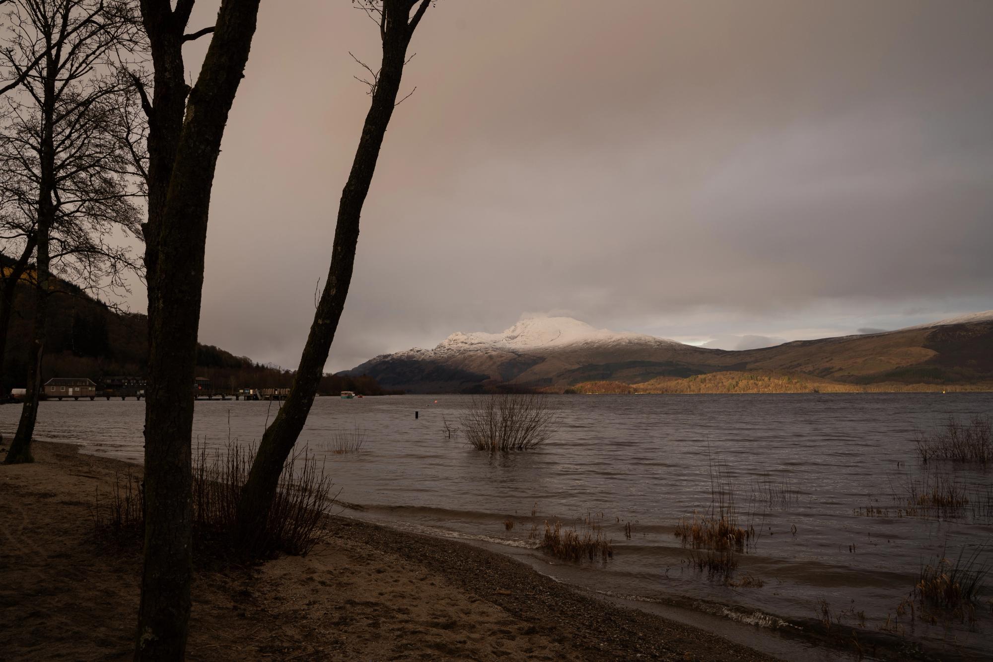 The view across the loch through the sauna window