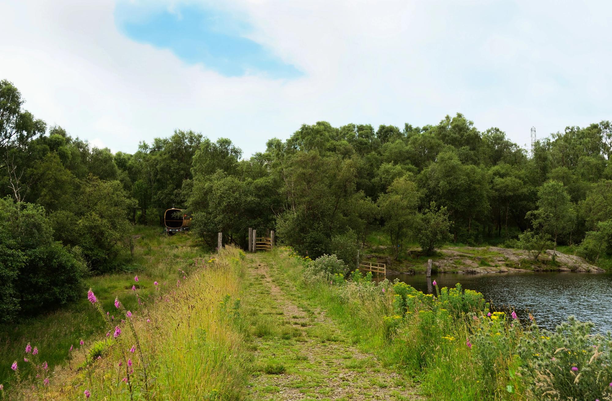 The sauna, hidden in the woods a few metres away from the loch