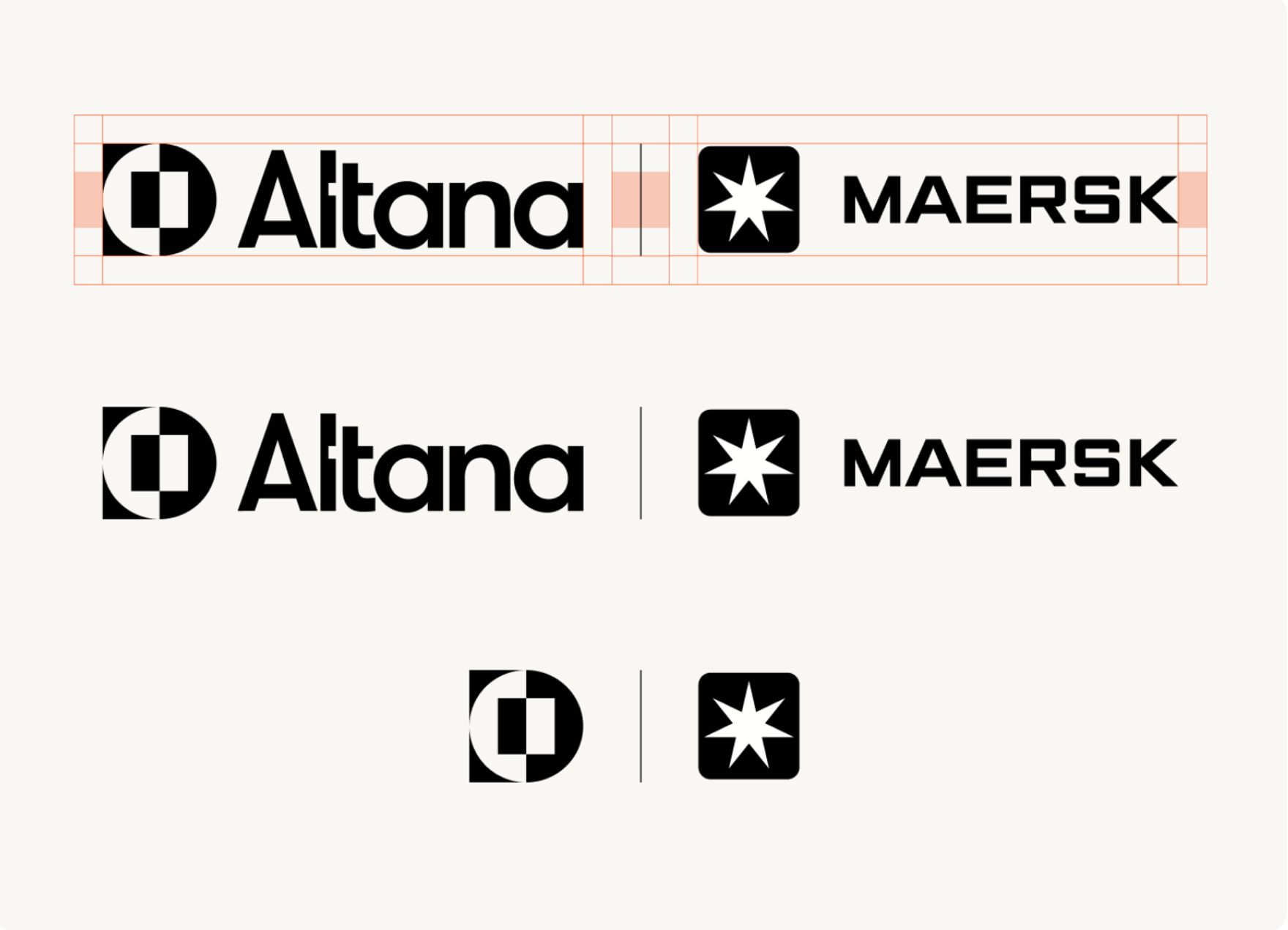 Altana logo with rulers showing how to display partner logos in sync