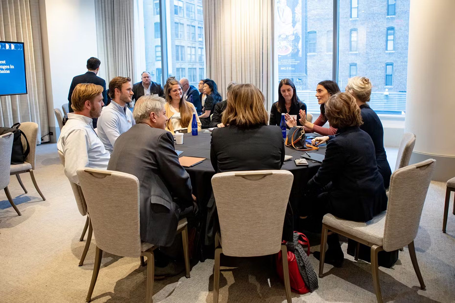 A round table full of engaged people
