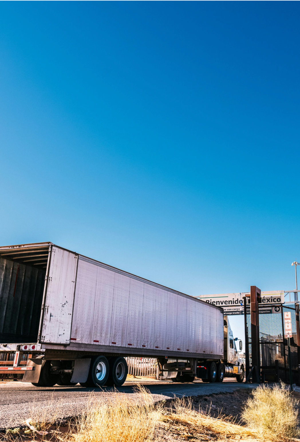 A truck going through a checkpoint