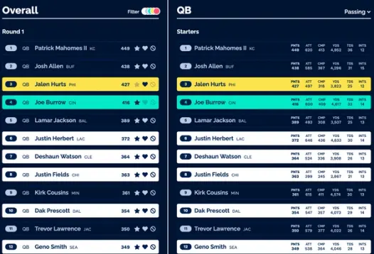 Screenshot of the Fantasy Football Draft Companion app