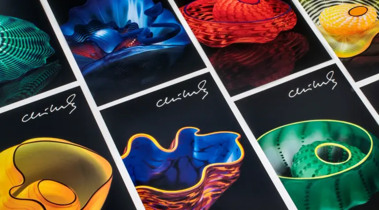 Various Chihuly Studio Edition marketing cards