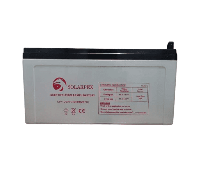 Solarpex 100Ah battery typically has a voltage of 12V and a capacity of 100 amp-hours (Ah) price in Kenya 