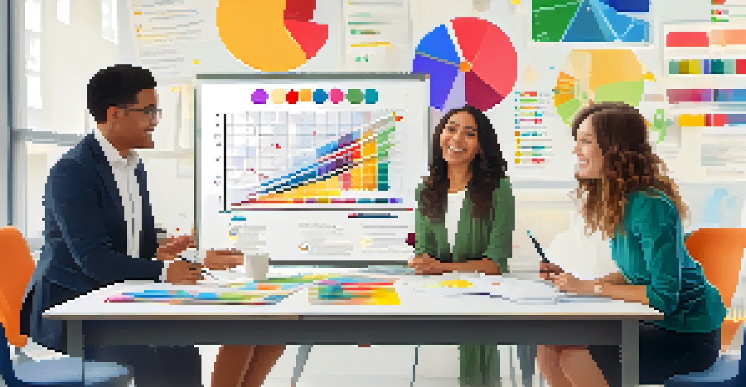 A diverse team collaborating in a bright office, discussing project ideas and sharing concepts.