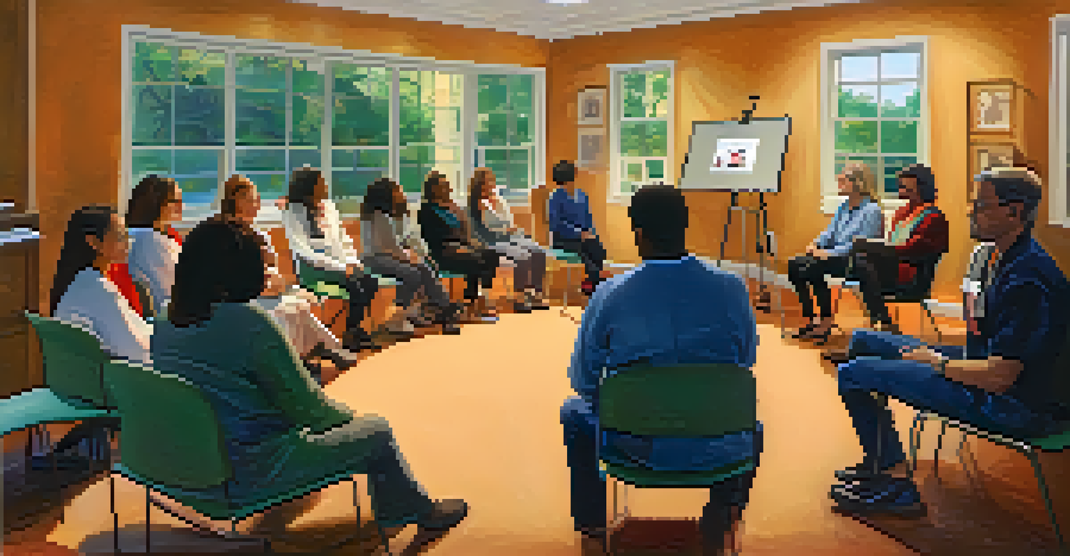 A group of people attending an educational workshop on chronic pain management in a cozy setting.