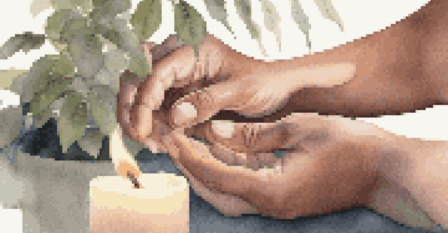 Close-up of hands tapping on the body in a calming room, representing the practice of Emotional Freedom Techniques.