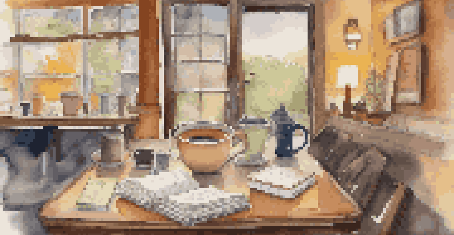 A visual collage of personal stories with notebooks, pens, and colorful notes in a cozy coffee shop.