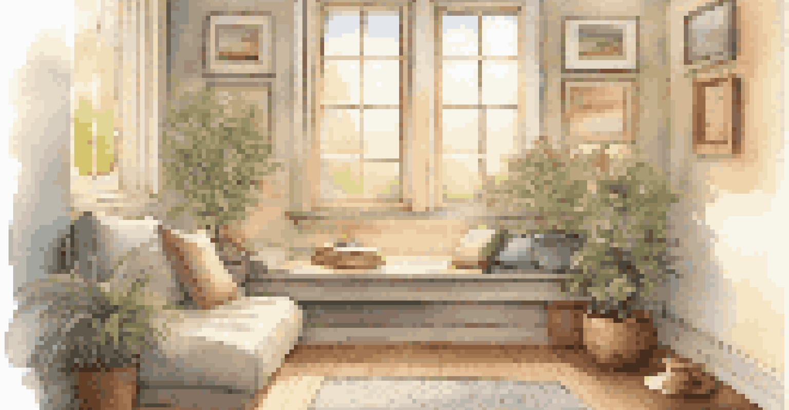 A peaceful meditation corner featuring a floor cushion, a candle, and soft lighting, creating a serene atmosphere for relaxation.