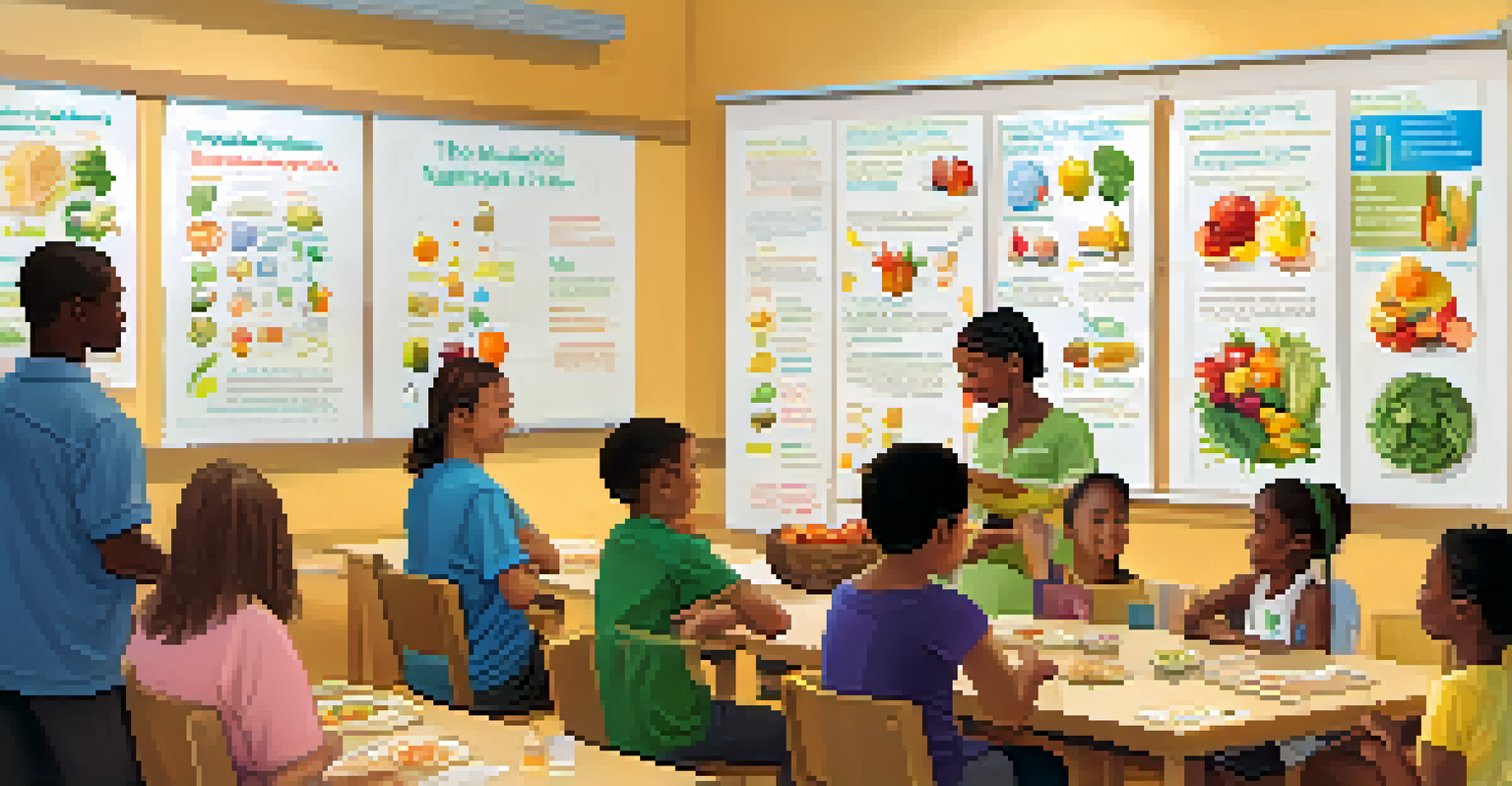 A community center where a nutritionist presents on nutrition and mental health with engaged participants and bright light.