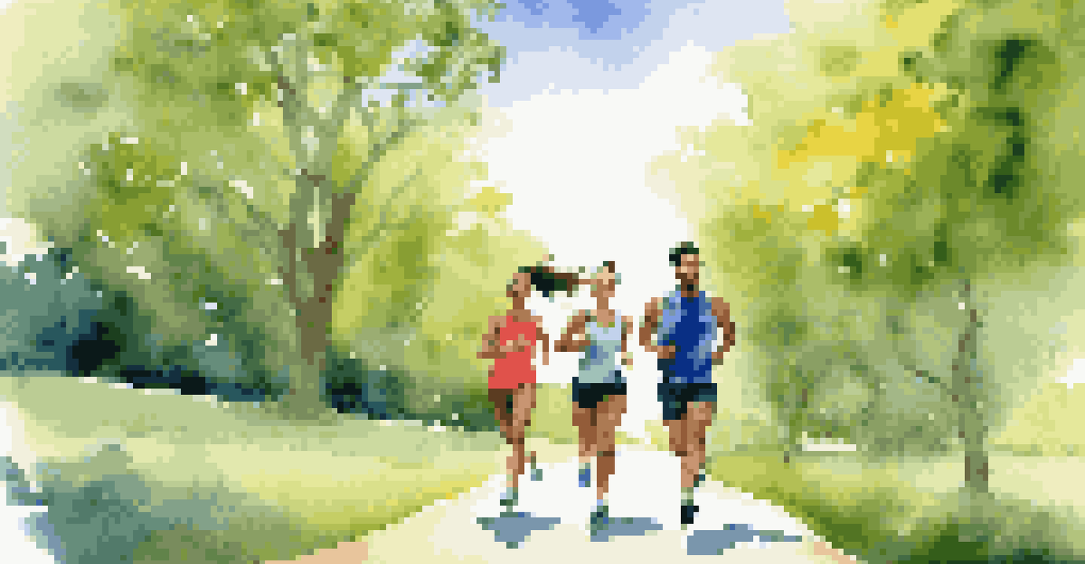 A couple jogging together in a park, representing teamwork and shared goals.