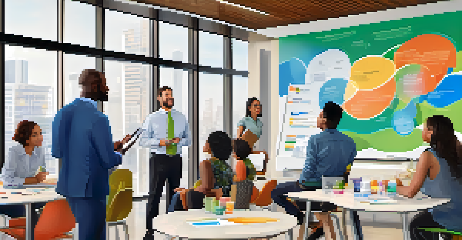 A diverse group of employees participating in a financial wellness workshop in a bright, modern office environment.
