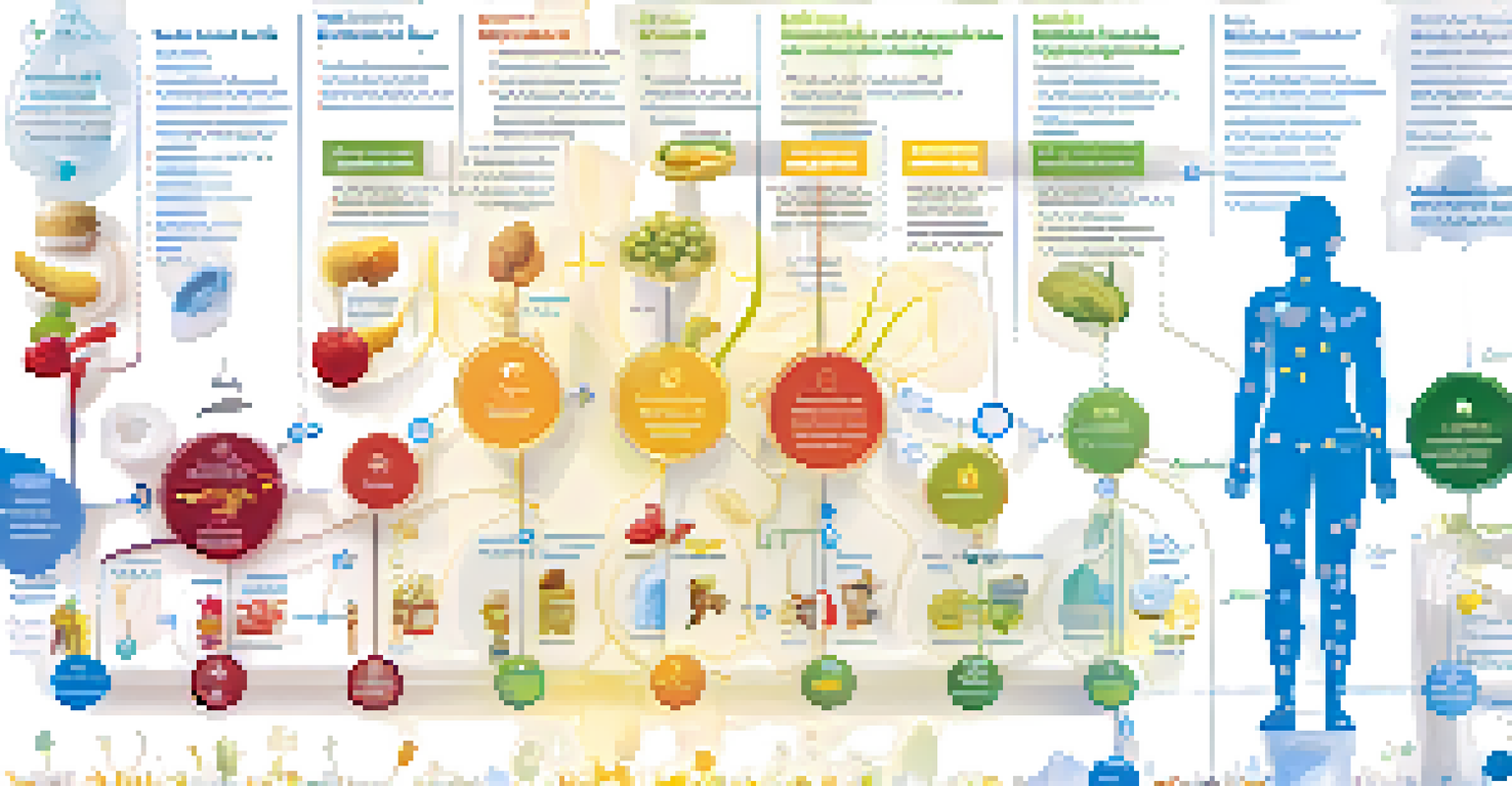 An infographic illustration depicting the immune response to food allergies with a human silhouette and labeled symptoms.