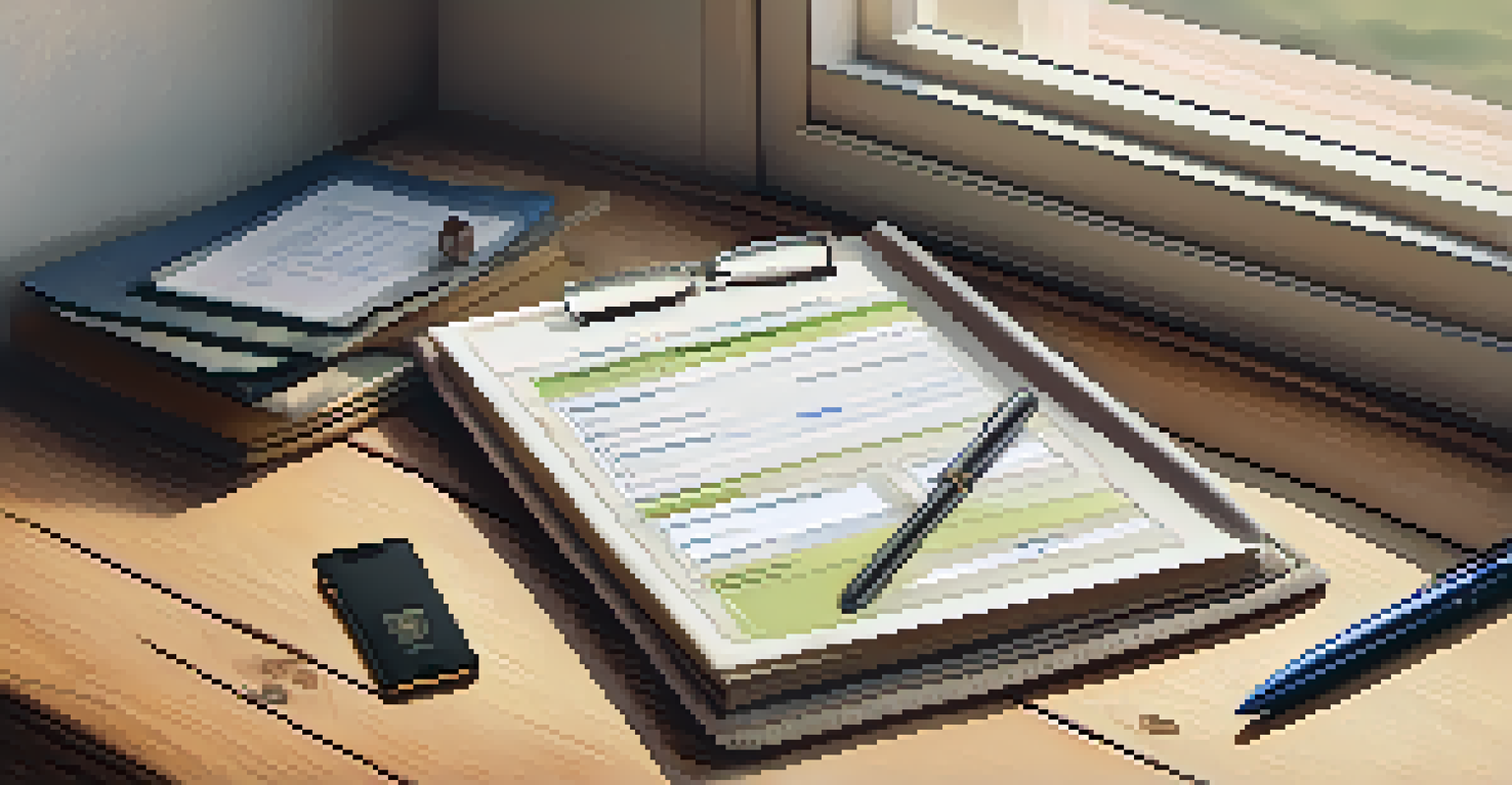 A travel health record alongside a passport and smartphone on a wooden desk, illuminated by natural light.