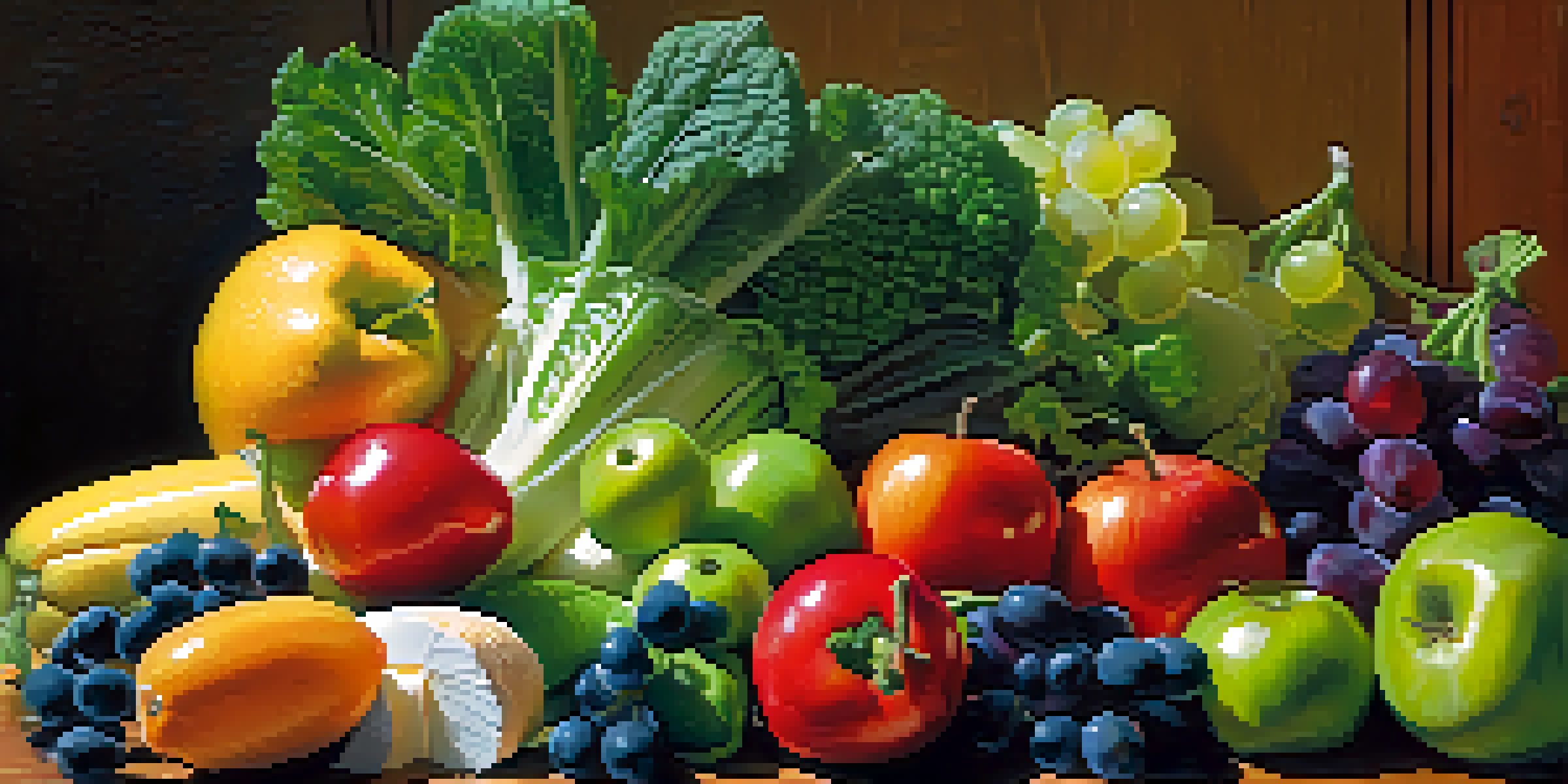 A beautifully arranged plate of fresh fruits and vegetables, illuminated by sunlight, with vibrant colors and textures.