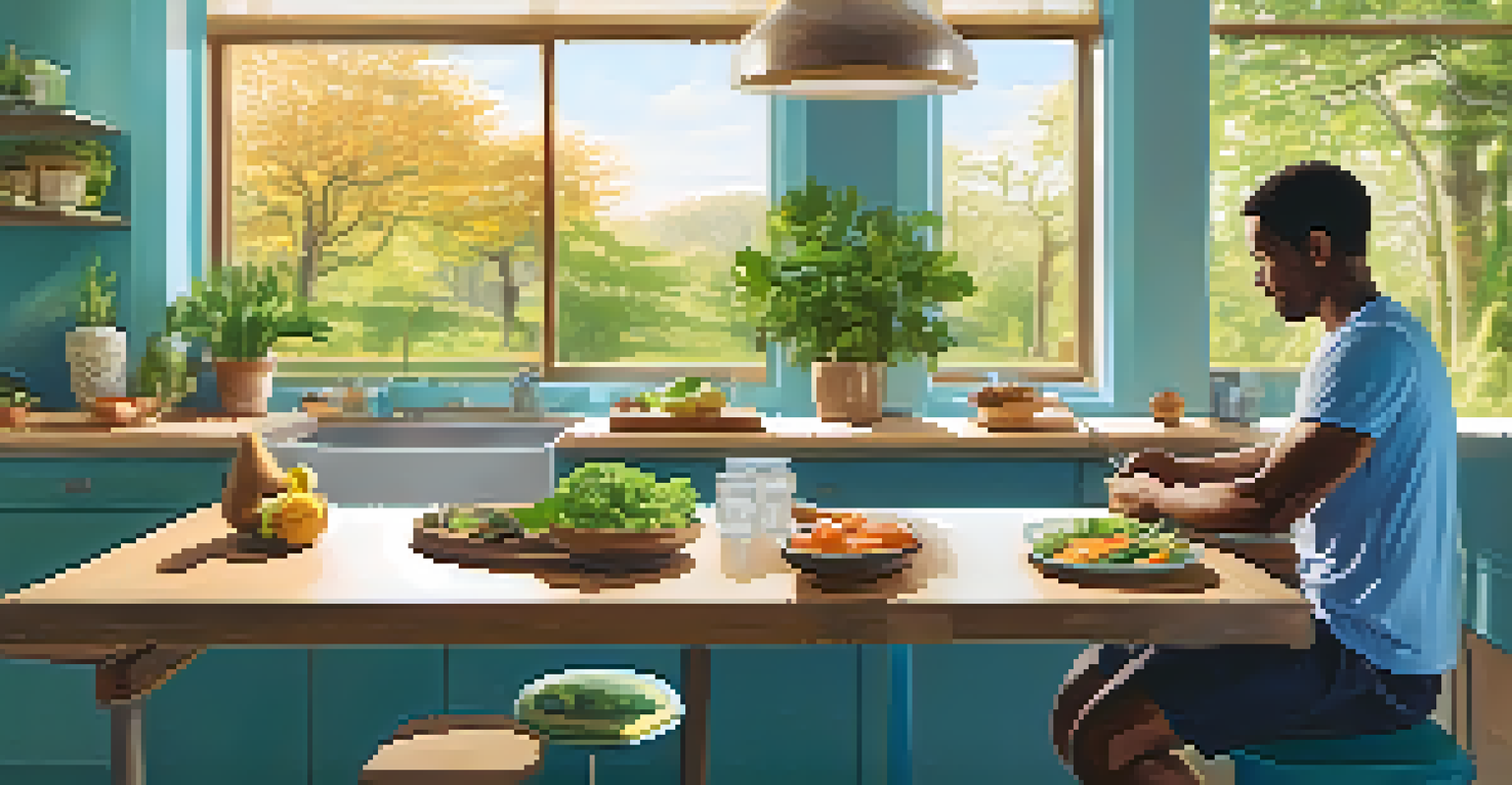 A healthy man jogging in a park and preparing a nutritious meal, emphasizing the importance of lifestyle choices for reproductive health.