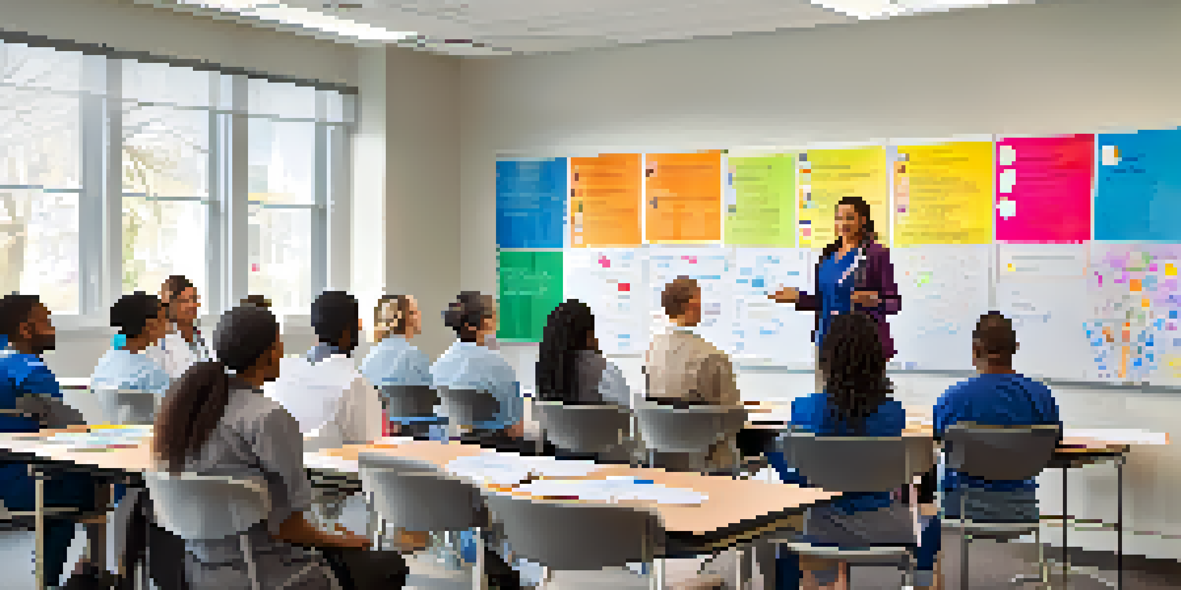 A diverse group of healthcare professionals participating in a cultural competency training session in a bright room.