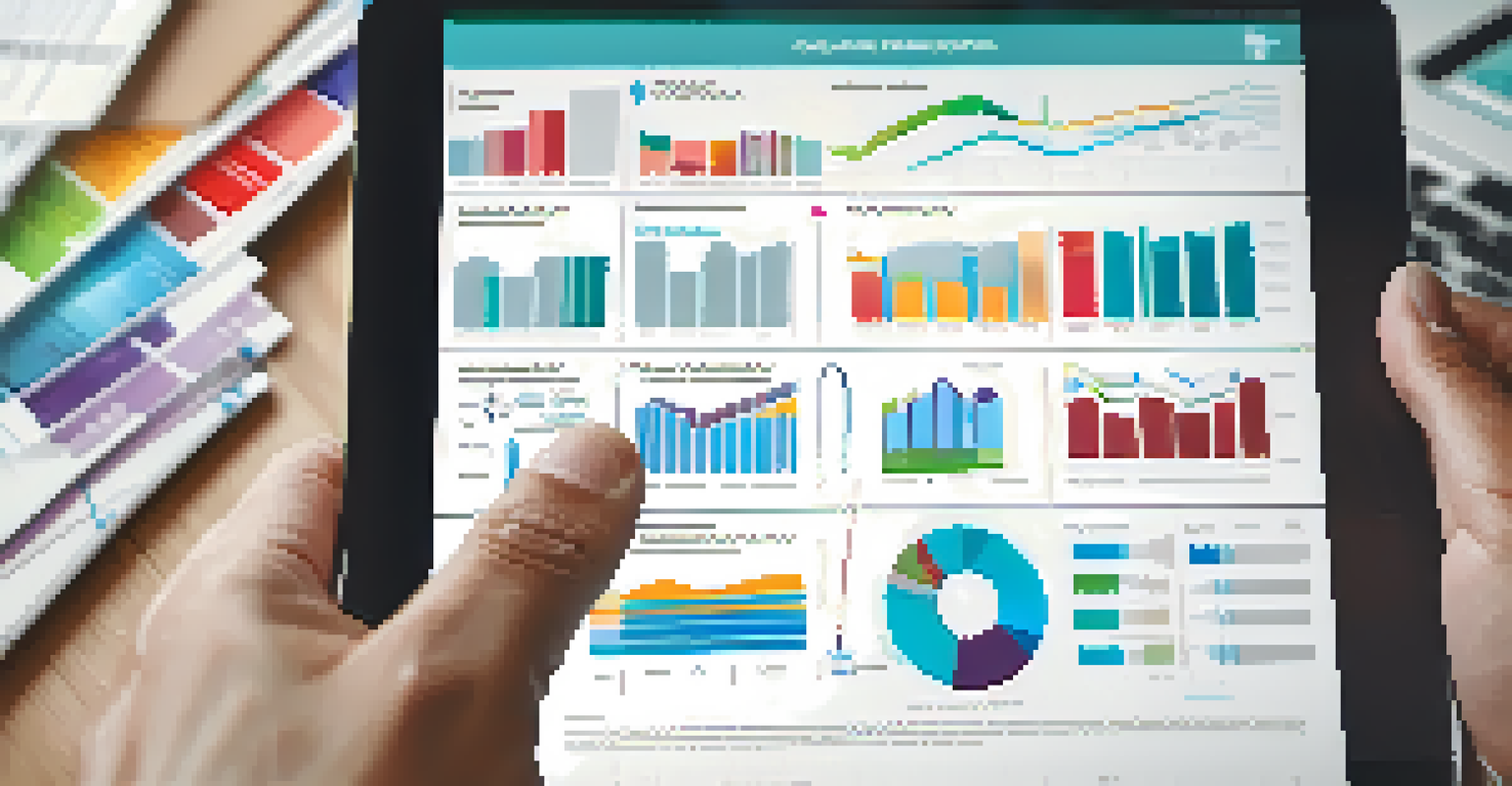 A healthcare professional analyzing health data on a tablet, showcasing graphs and charts in a modern office.