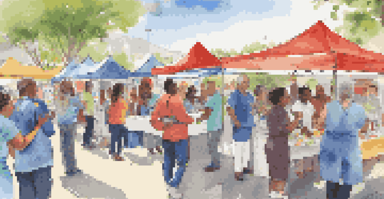 A community health fair with diverse healthcare providers and attendees, promoting cultural competence in healthcare.