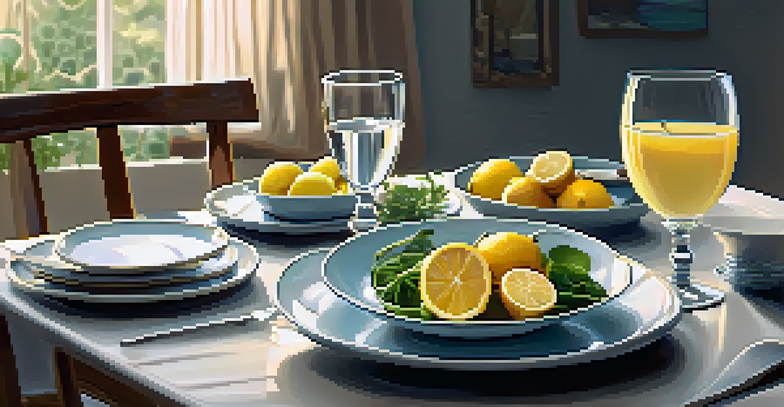 A tranquil dining table with nutritious meals and a glass of water, depicting a person practicing mindful eating.