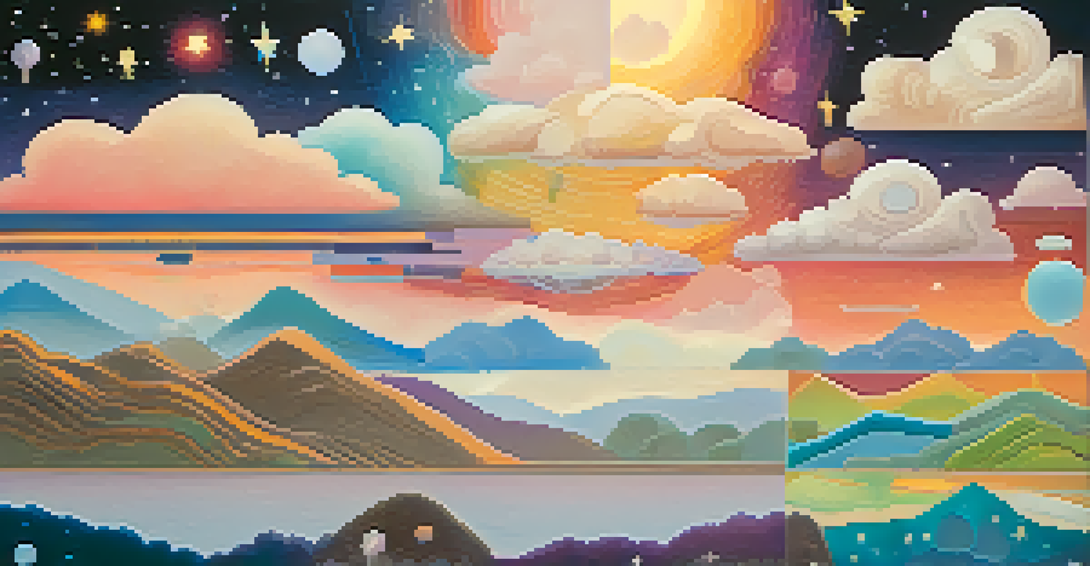 A colorful diagram illustrating the stages of sleep, featuring REM and non-REM phases with relaxing imagery.