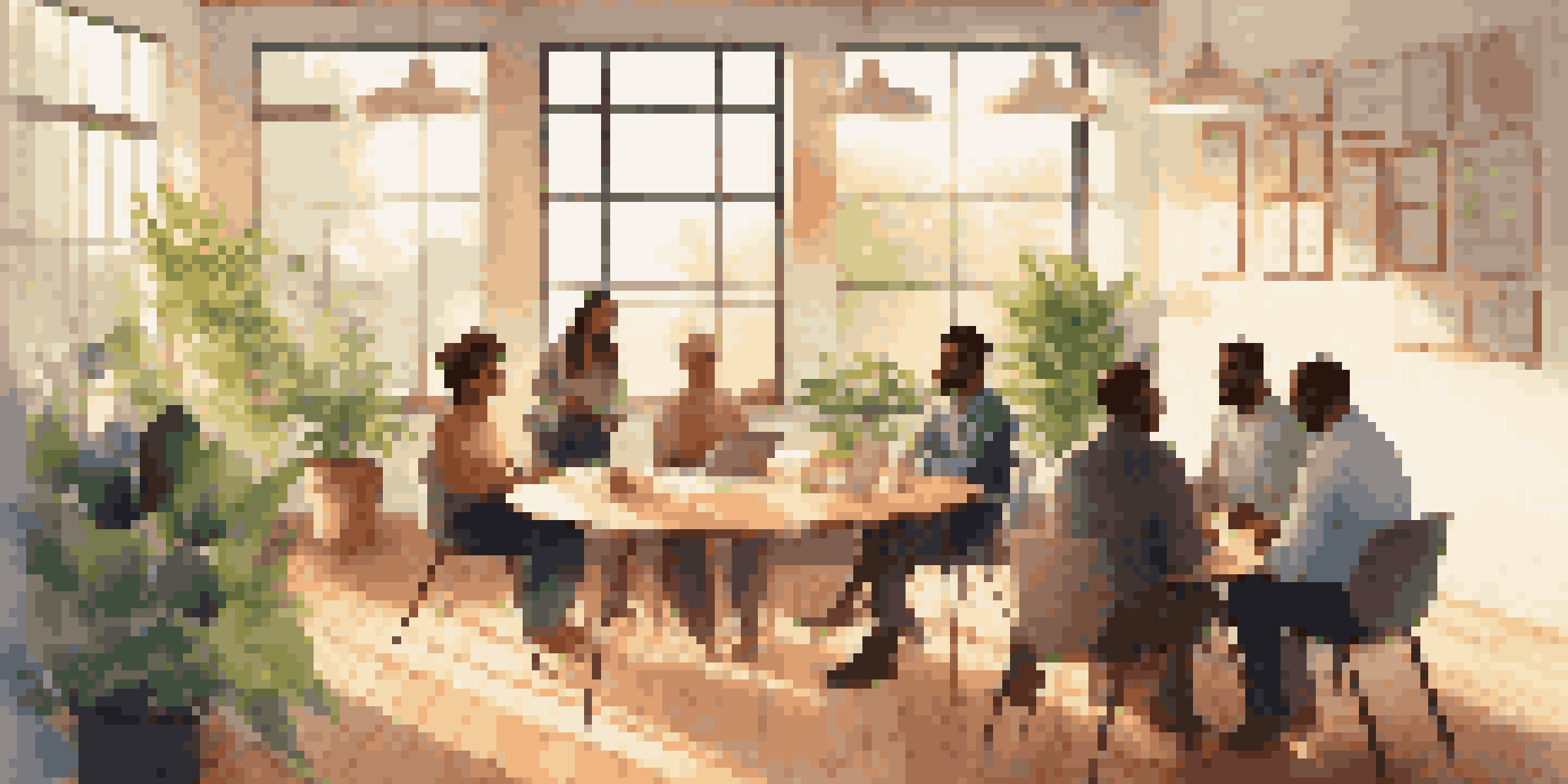 A group of diverse employees participating in a peer coaching session in a well-lit office, sharing thoughts in a circle.