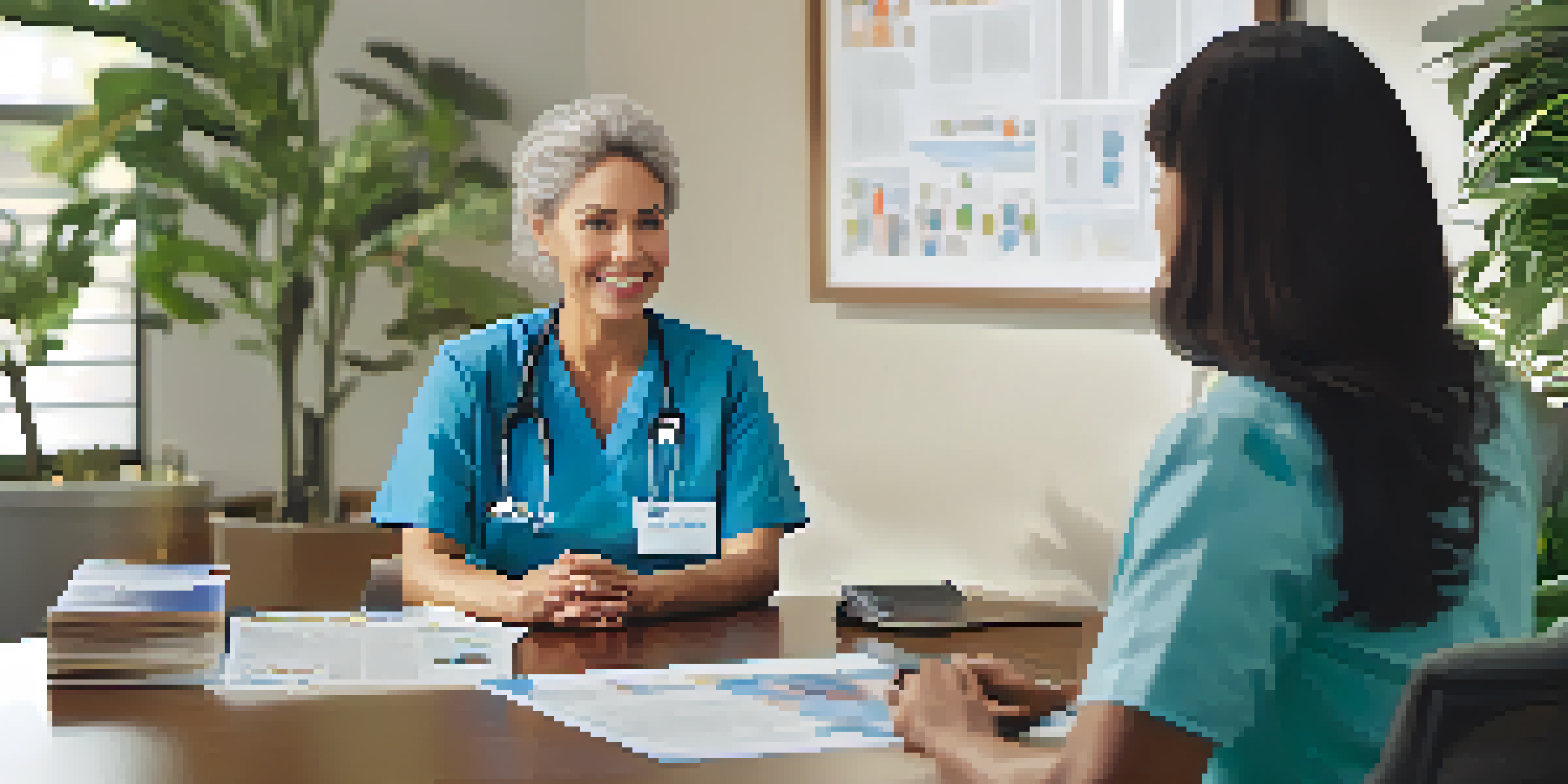 A healthcare provider listening attentively to a patient in a warmly lit office, depicting a compassionate interaction.