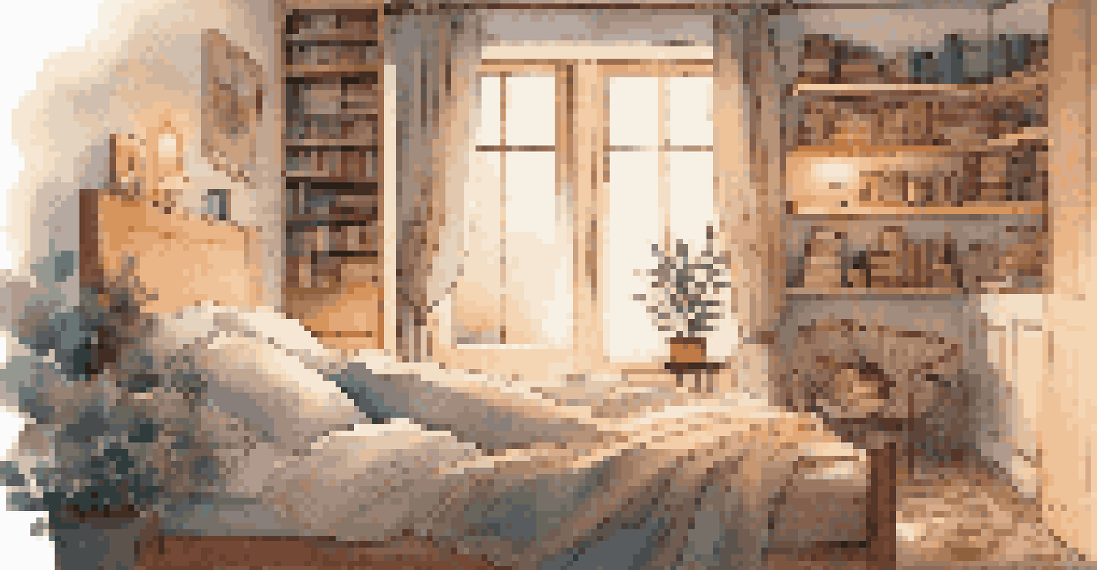A peaceful bedroom with a person sleeping, emphasizing the role of sleep in health.