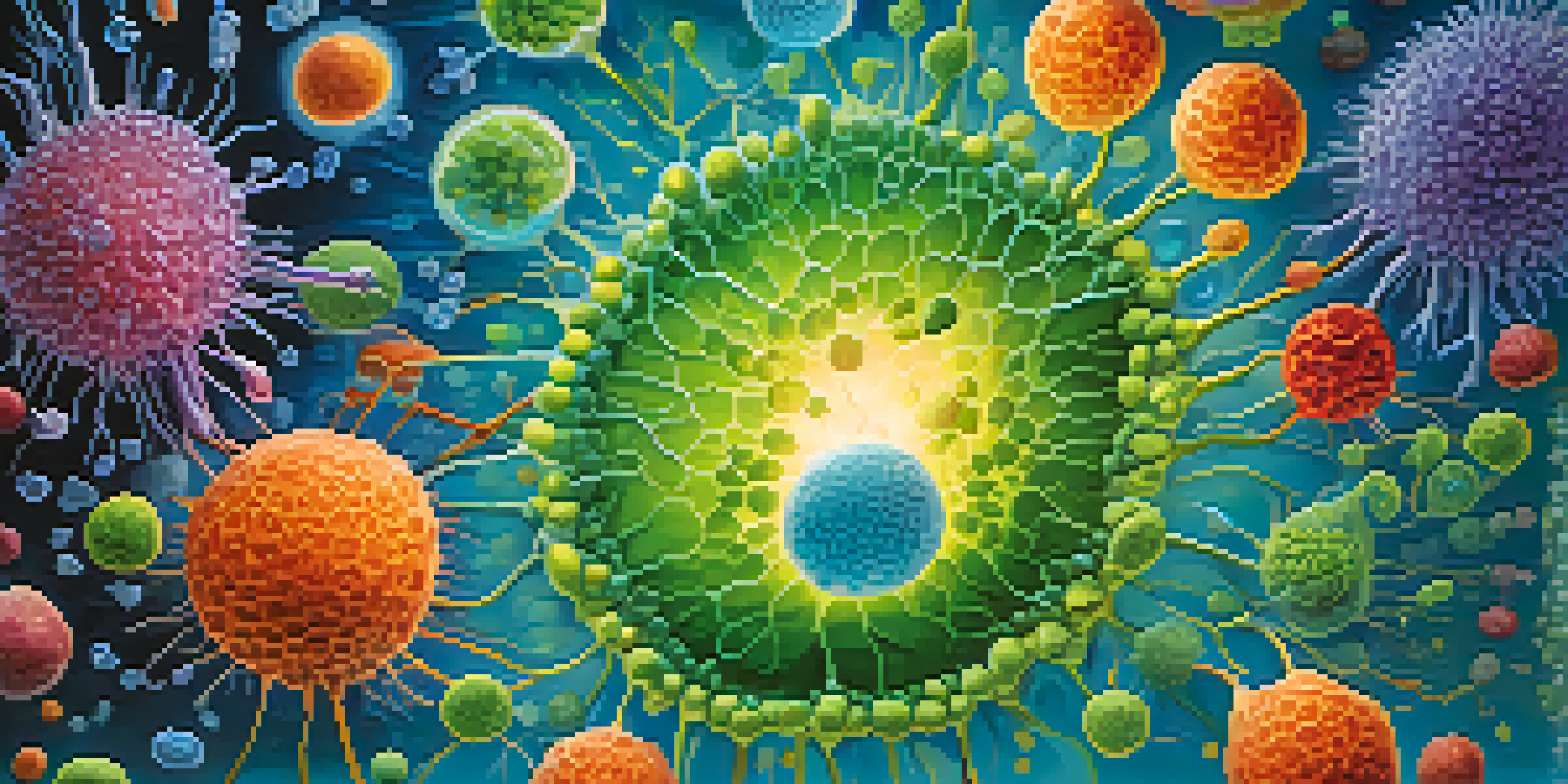 An artistic depiction of the immune system, featuring memory B and T cells interacting with pathogens, set inside a human body with a soft glowing background.
