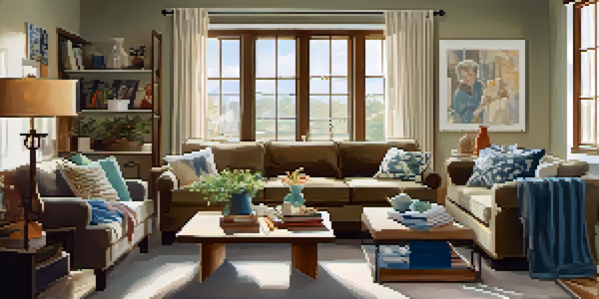 A warm family corner with a sofa, art supplies, and a family painting together, emphasizing joy and connection.