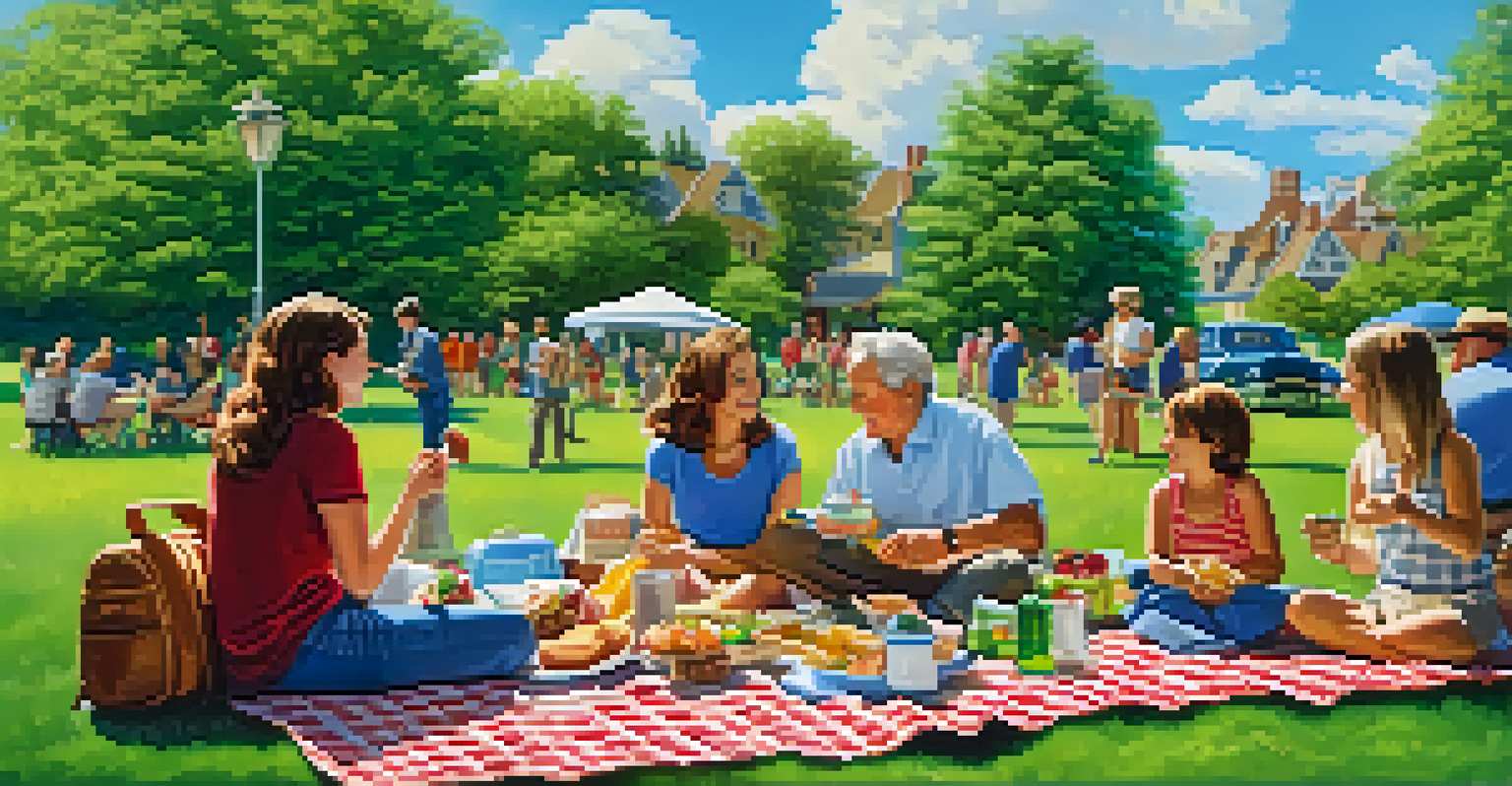 A multi-generational family enjoying a picnic in a sunny park.
